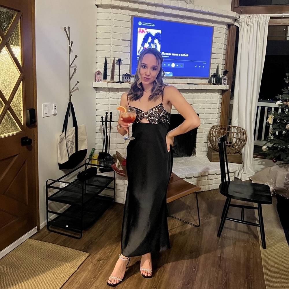 Elegant Black and Silver Evening Dress
